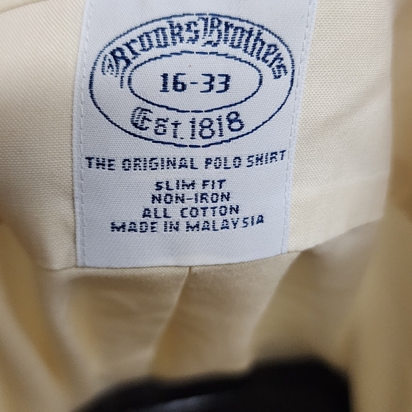 Brooks Brothers Men's Size 16-33 Cream Long Sleeve Button Down Non-Iron Shirt - Picture 6 of 9